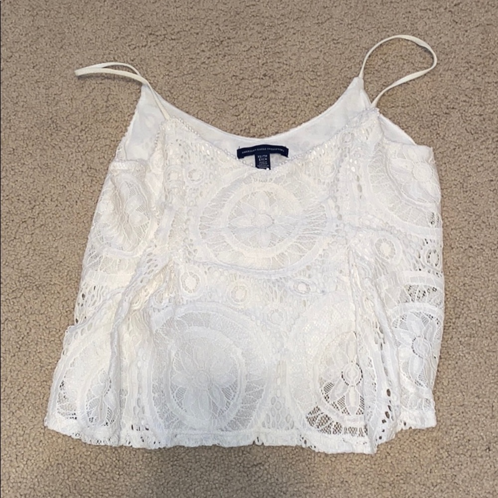 white lace american eagle tank top